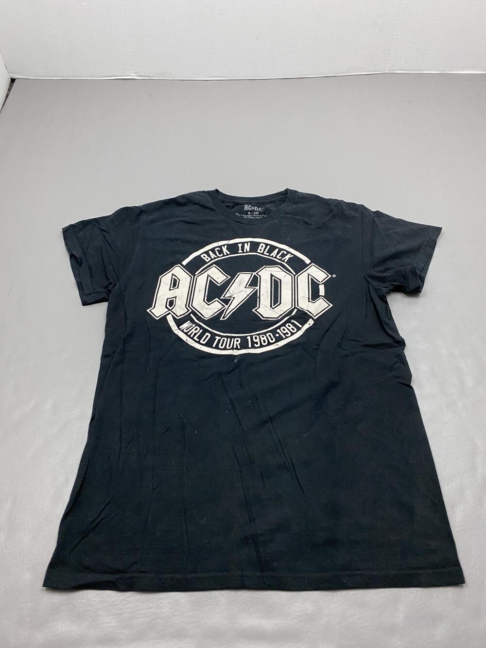 AC/DC Shirt Mens S Black 'Back In Black' World Tour 1980-1981 Graphic Tee